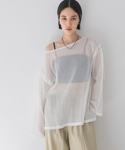 ダメージステッチオーバースウェTEE JEANASIS JEANASIS tシャツ レースアップメッシュプルオーバー/452456