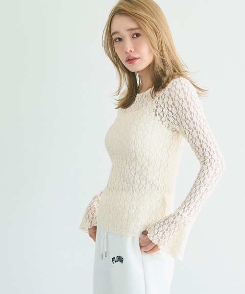 coca tシャツ フレアスリーブレーストップス レディース