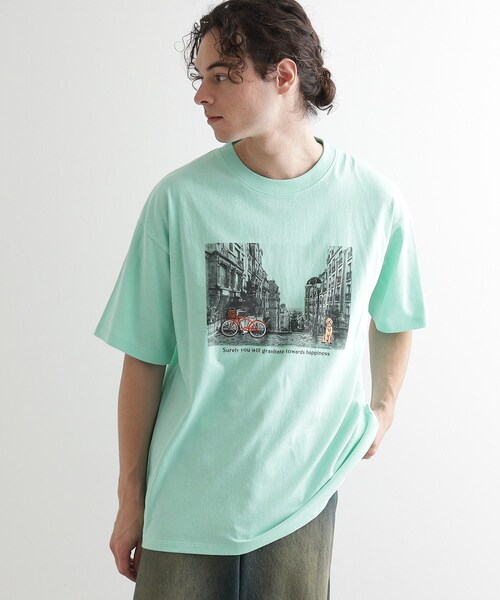 tk.TAKEO KIKUCHI tシャツ フォトプリント刺繍Tシャツ メンズ