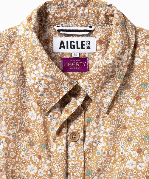 AIGLE シャツワンピース 花柄 フラワー リバティロングシャツ