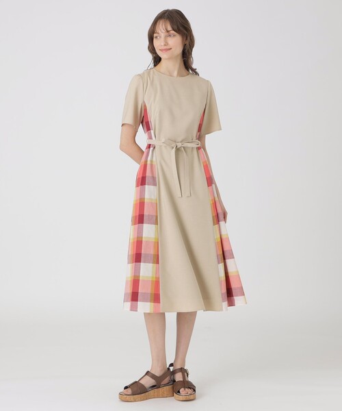 BLUE LABEL CRESTBRIDGE ワンピース ウェザーストレッチチェック