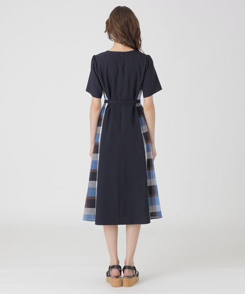 BLUE LABEL CRESTBRIDGE ワンピース 38 BLUE LABEL CRESTBRIDGE ワンピース ウェザーストレッチチェック