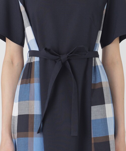 ブルーレーベルクレストブリッジ　ライトストレッチジャージーコンビドレス　ワンピ BLUE LABEL CRESTBRIDGE ワンピース ウェザーストレッチチェック