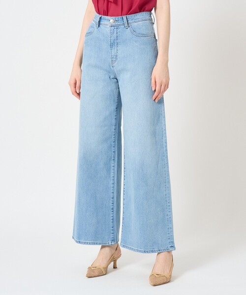 新品タグ付き　ANAYI　24年モデル　ストレッチデニムワイドパンツ　36 ANAYI パンツ ストレッチデニムワイドパンツ レディース
