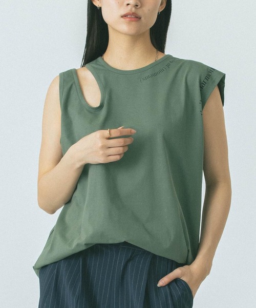 タンクトップ ノースリーブ (OKIRAKU x ROSE BUD)PRINT TANK TOP レディース