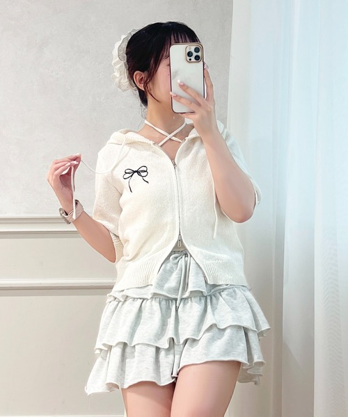 【はるるさん専用】アプワイザーリッシェ 袖ビジューニットパーカー ホワイト♡ Diable baiser（ディアブルベーゼ） ニット セーター アームウォーマー