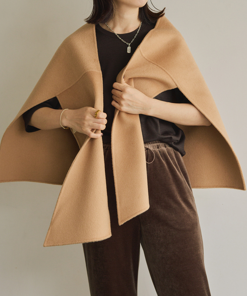 nnnnn2❁⃘*.゜regleam リバーストール キャメル VERMEIL par iena ストール マフラー woolリバー2WAYストール
