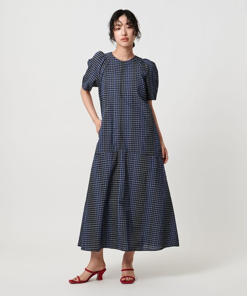 UNITED ARROWS ワンピース パフスリーブ チェック