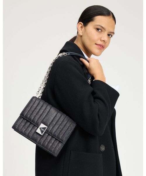 J*k様 美品 Kate Spade ブラック グリッター 2way チェーン デコ キルテッド グリッター スエード チェーン ショルダー
