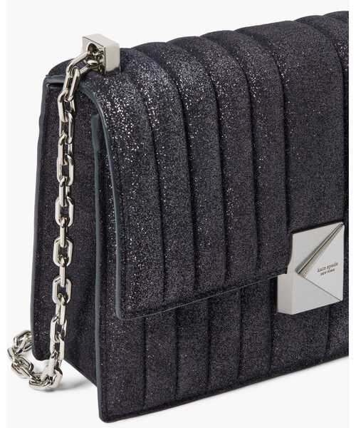 J*k様 美品 Kate Spade ブラック グリッター 2way チェーン デコ キルテッド グリッター スエード チェーン ショルダー