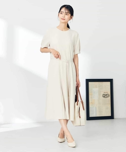 a.v.v（アー・ヴェ・ヴェ） ワンピース 「洗える/ストレッチ」ベルト付