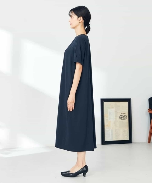 ワンピース 「洗える/ストレッチ」ベルト付フロントプリーツワンピースの画像