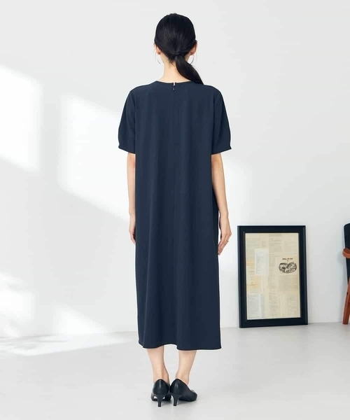ワンピース 「洗える/ストレッチ」ベルト付フロントプリーツワンピースの画像