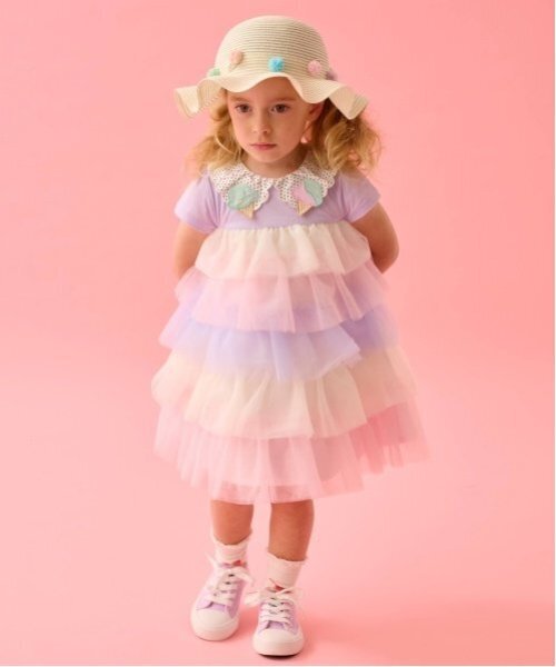 Baby Cheer ベイビーチアー アイス ワンピース ピンク 110cm babycheer ワンピース アイス衿チュールワンピース キッズ 子供