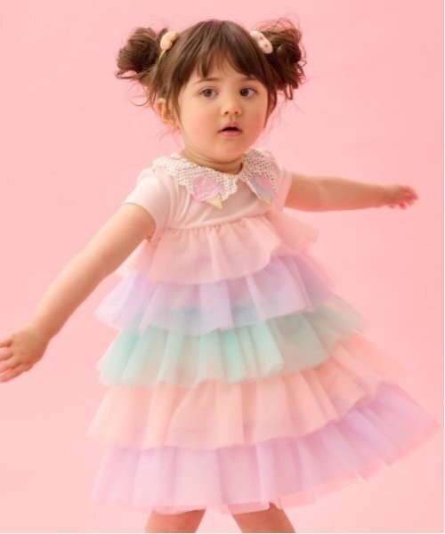Baby Cheer ベイビーチアー アイス ワンピース ピンク 110cm babycheer ワンピース アイス衿チュールワンピース キッズ 子供