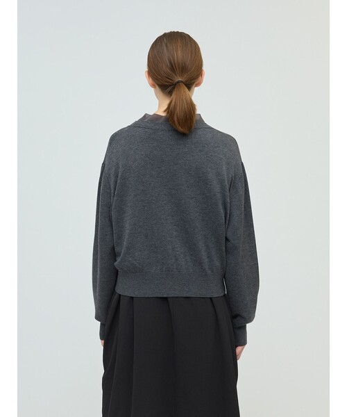 mizuiroind（ミズイロインド） カーディガン シフォンフリルVネック