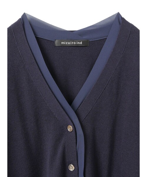 mizuiroind（ミズイロインド） カーディガン シフォンフリルVネック