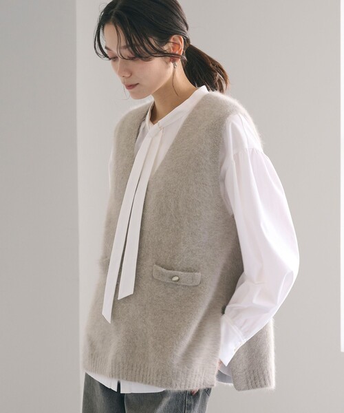 green label relaxingレディースカシミア入り ベスト ヘアリー ニット キャミソール（ベスト）｜green label relaxing