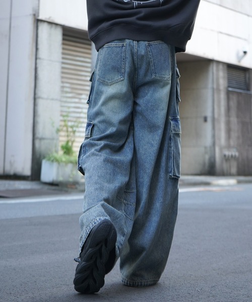00s vintage ギミック ワイドカーゴパンツ グランジ サイバー y2k ワイドパンツ ジーンズ ヴィンテージメイク レトロライク Y2Kグランジ