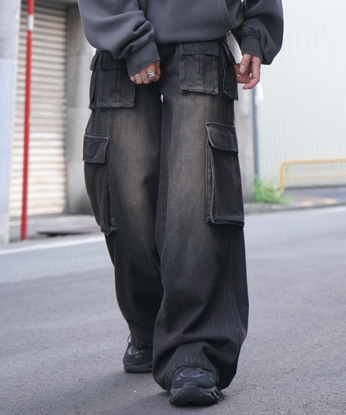 一点物 Levi’s 508 デニム カーゴ リメイク Y2K グランジ W33 ジーンズ ヴィンテージメイク レトロライク Y2Kグランジ ケミカル加工