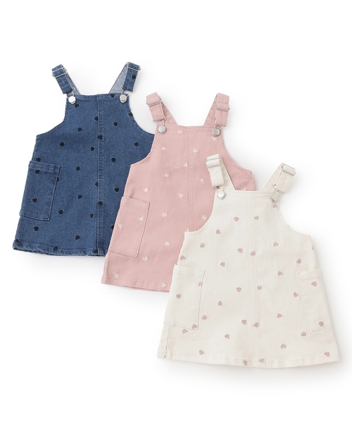 petit main ジャンパースカート 「リンク」刺しゅうサロペスカート