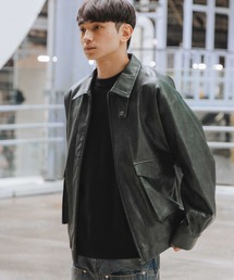 フルジップブルゾンLoren様 Lui's（ルイス） ブルゾン アウター 「Neucon」GUN FLAP ZIP LEATHER