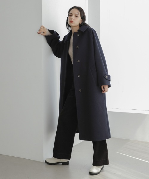 「LAKOLE」 ステンカラーコート SMALL ダークブラウン レディース_画像3