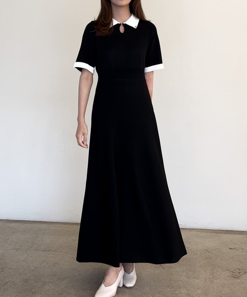 「JUNOAH」 半袖ワンピース MEDIUM ブラック レディース_画像2