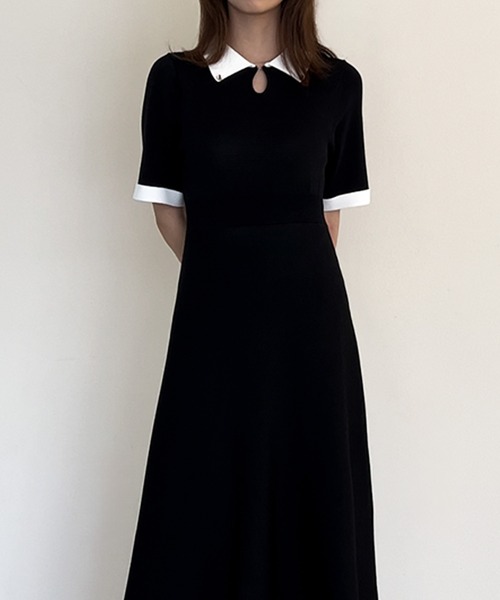 「JUNOAH」 半袖ワンピース MEDIUM ブラック レディース_画像4