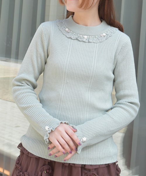 フォクシー　アラニアニットトップ　長袖ニット　リブ　38 フォクシーブティック Knit Top Premier 44923 ニットトップス 42