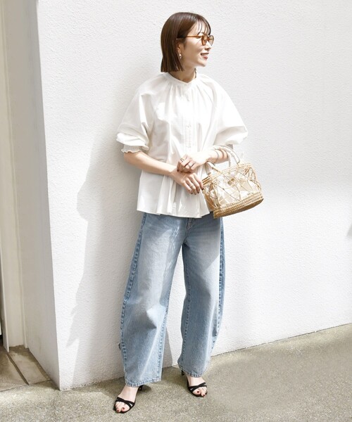 「SHIPS any」 7分袖ブラウス ONE SIZE ネイビー レディース_画像2