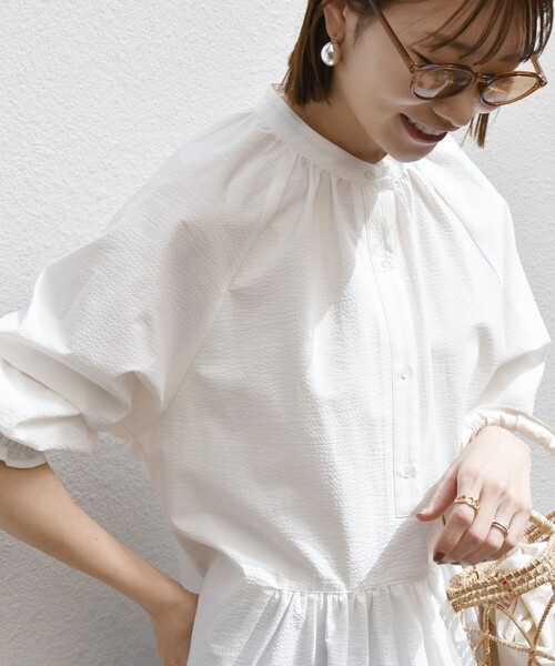 「SHIPS any」 7分袖ブラウス ONE SIZE ネイビー レディース_画像9