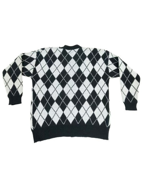 lulufa カーディガン アーガイル柄 オーバーサイズニットカーディガン