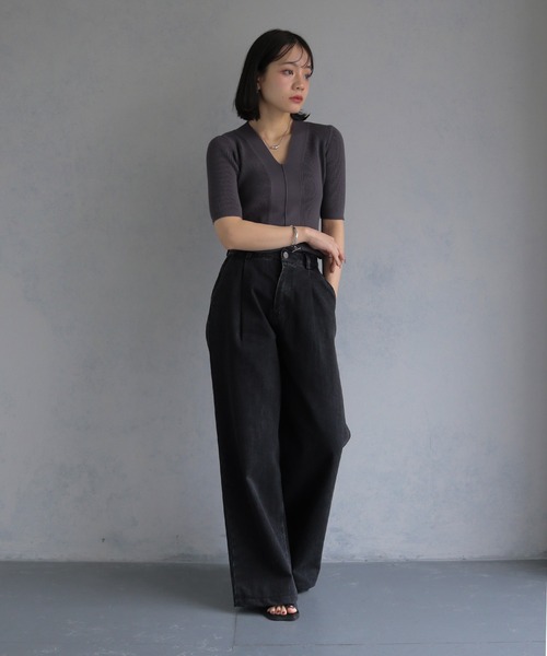 「cheriella」 半袖ニット M チャコールグレー レディース_画像4