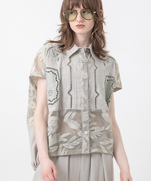 シャツ/ブラウス(半袖/袖なし) AULA AILA - AULA AILA  DOLMAN SHIRT BLOUSE AULA AILA（アウラ アイラ） リネンシャツ ブラウス シャツ 半袖