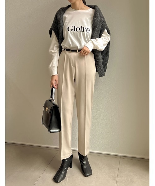 「Re:EDIT」 クロップドパンツ SMALL チャコールグレー レディース_画像2