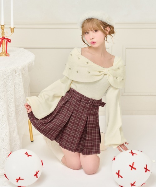 apresjour 【８周年記念アイテム】クロス紐付きフロントリボンニット 8周年記念アイテム】クロス紐付きフロントリボンニット【ZOZOTOWN限定