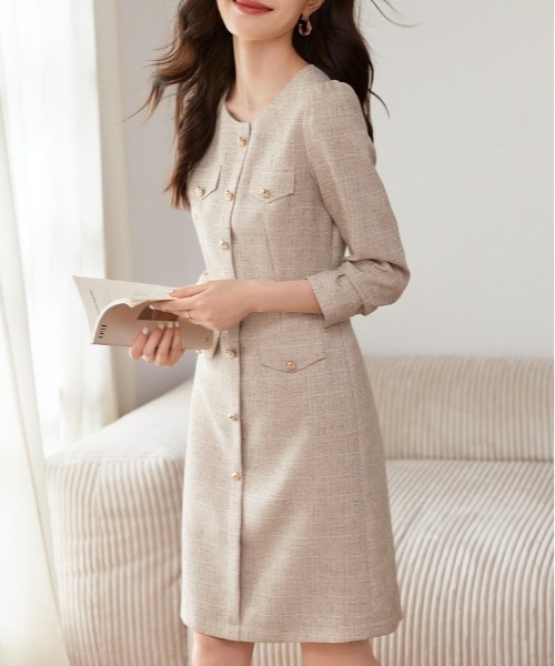 shameless ワンピース 金ボタンツイードワンピース : ZOZOTOWN Yahoo