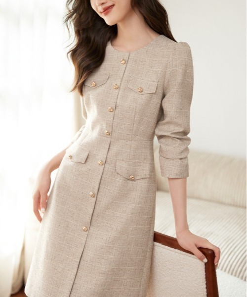 shameless ワンピース 金ボタンツイードワンピース : ZOZOTOWN Yahoo