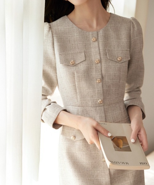 shameless ワンピース 金ボタンツイードワンピース : ZOZOTOWN Yahoo