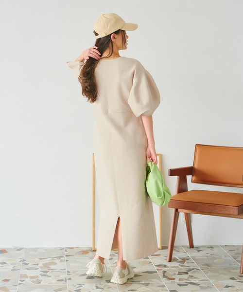 「titivate」 ニットワンピース M グレイッシュベージュ レディース_画像9