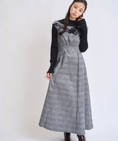 NOELA（ノエラ） ワンピース ベロアレースチェックワンピース  