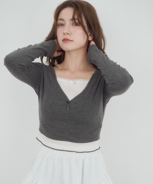 「mellowneon」 長袖カットソー FREE アイボリー レディース_画像2