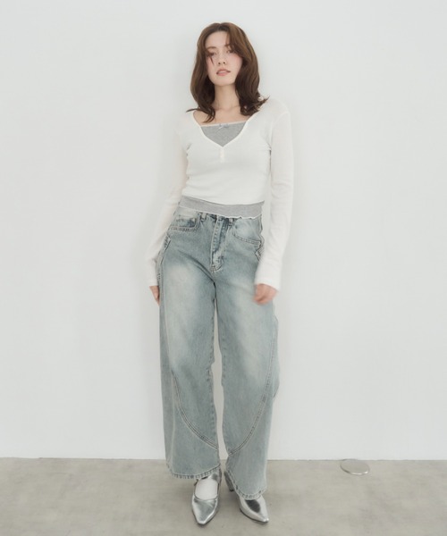 「mellowneon」 長袖カットソー FREE アイボリー レディース_画像8