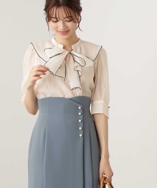 「PROPORTION BODY DRESSING」 半袖ブラウス FREE ネイビー レディース_画像3