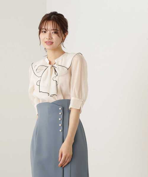 「PROPORTION BODY DRESSING」 半袖ブラウス FREE ネイビー レディース_画像4