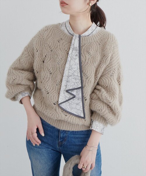 「natural couture」 長袖ブラウス FREE グレイッシュベージュ レディース_画像3