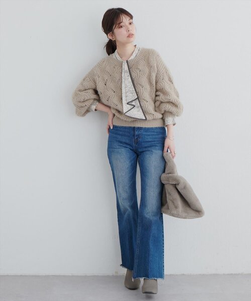 「natural couture」 長袖ブラウス FREE グレイッシュベージュ レディース_画像5