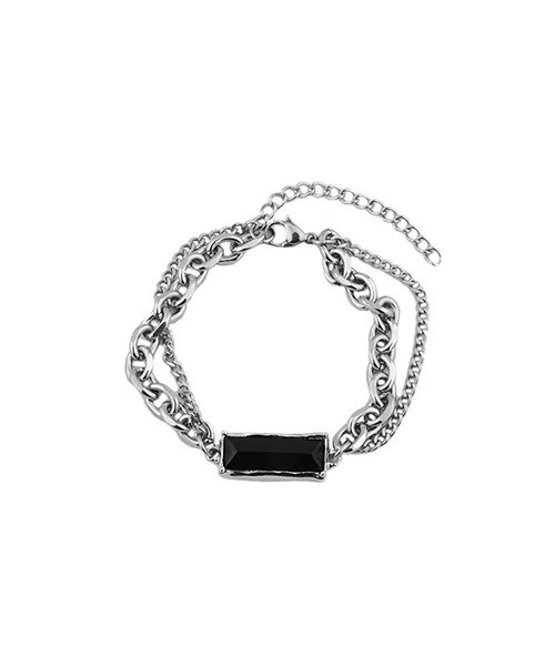 シルバー ブラック チェーンブレスレット a1352-65-20 ブラック(燻し)フィガロチェーンブレスレットシルバー925