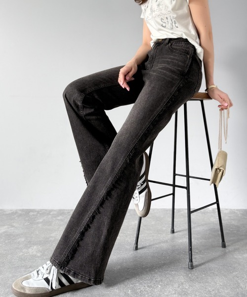 「mily bilet」 デニムパンツ LARGE ブラック レディース_画像6